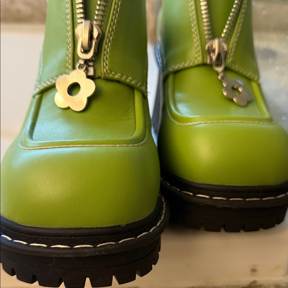 Green Platform shoes with Zipper